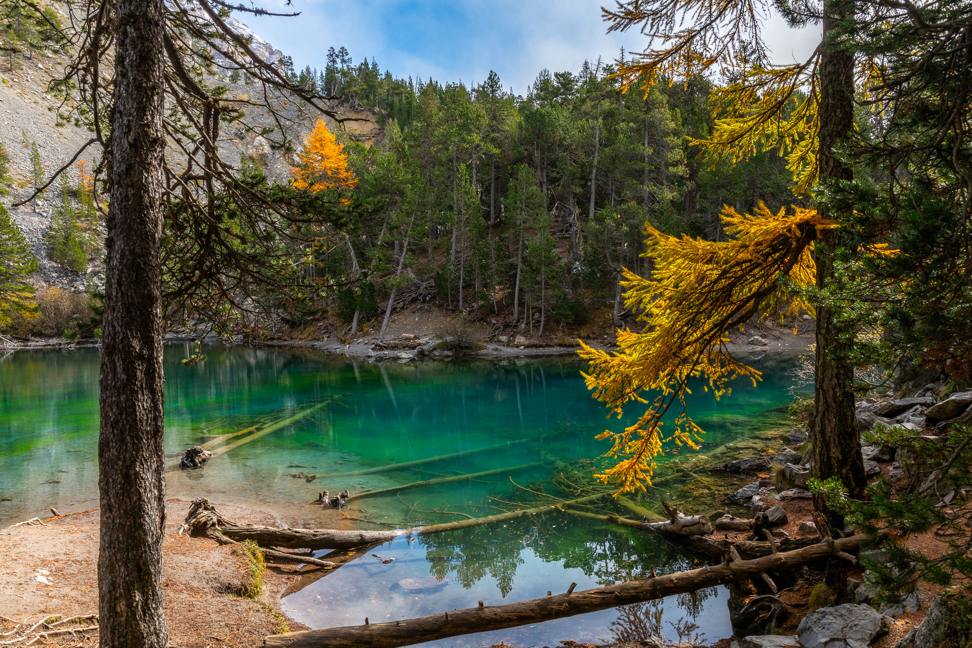 lac vert, automne, meleze, claree